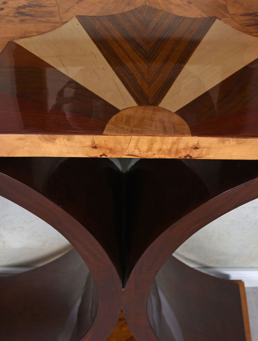 Consola Art Deco din lemn masiv furniruit