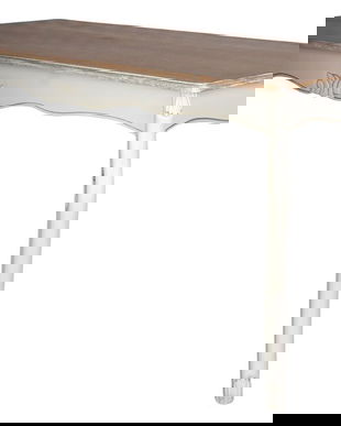 Masa rustica living din lemn masiv alb cu blat bej