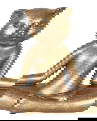 Figurina decorativa pisica aurie