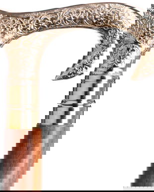 Baston din lemn masiv mahon cu maner alama