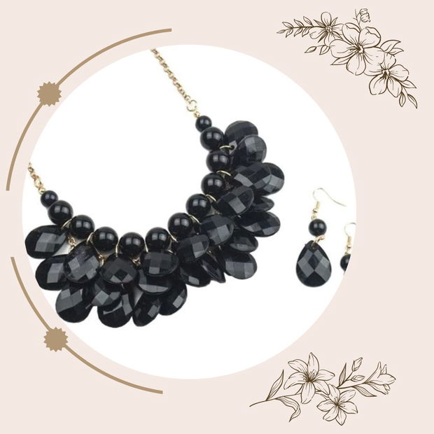 Set colier elegant si cercei, Negru