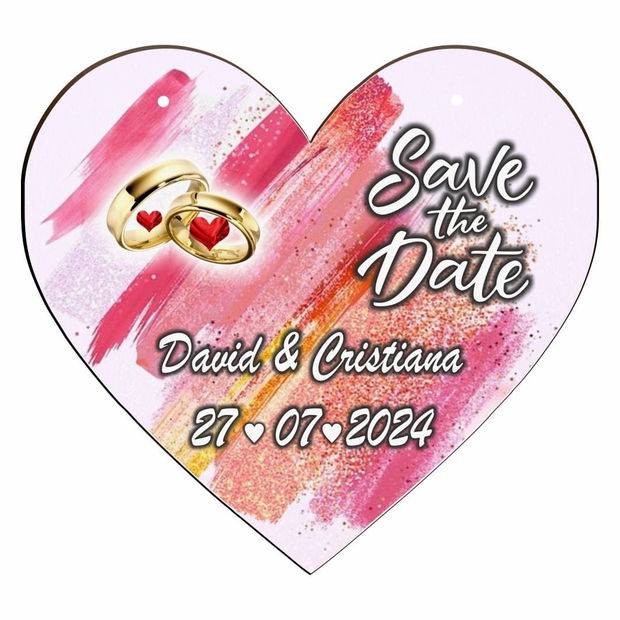 Pancarta Save The Date, Nunta, Rosu, Inima, 30x28cm, PSDUV002