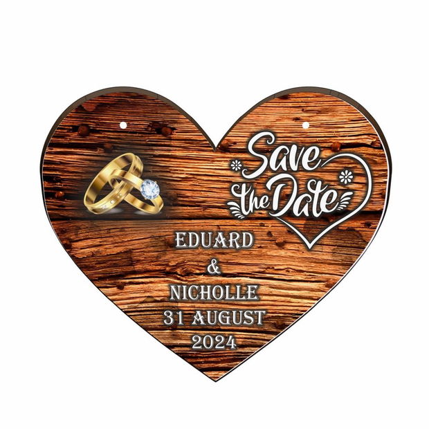 Pancarta Save The Date, Nunta, Inima, 30x28cm, PSDUV009