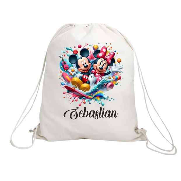 Rucsac personalizat cu nume, Gradinita, Mickey si Minnie Mouse, 43×34 cm, RGR004