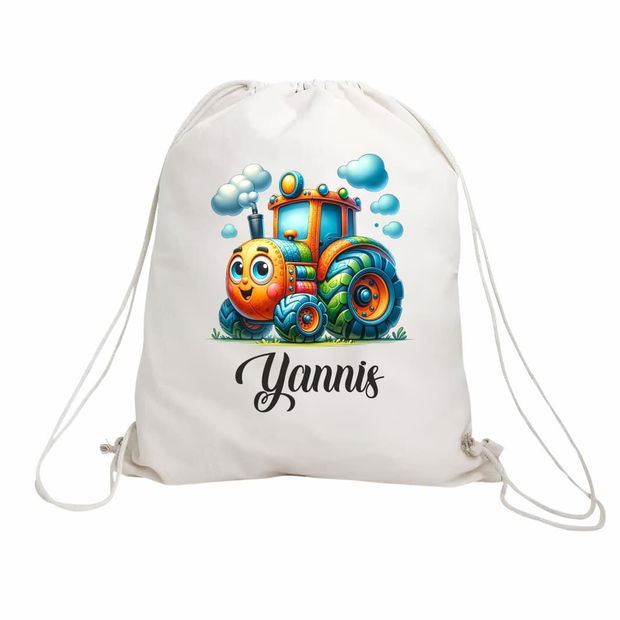 Rucsac personalizat cu nume, Gradinita, Tractoras, 43×34 cm, RGR012