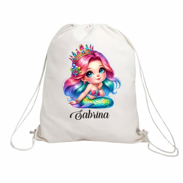 Rucsac personalizat cu nume, Gradinita, Sirena, 43×34 cm, RGR016