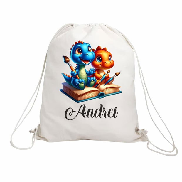 Rucsac personalizat cu nume, Gradinita, Dinozauri, 43×34 cm, RGR026