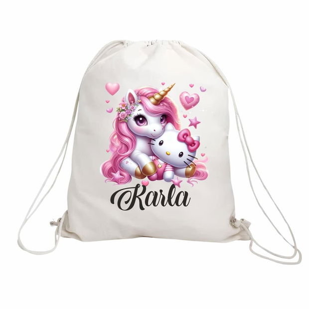 Rucsac personalizat cu nume, Gradinita, Unicorn, Hello Kitty, 43×34 cm, RGR038