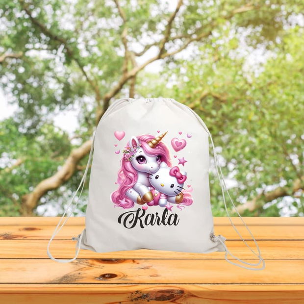 Rucsac personalizat cu nume, Gradinita, Unicorn, Hello Kitty, 43×34 cm, RGR038