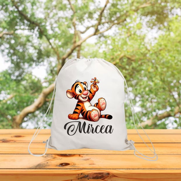 Rucsac personalizat cu nume, Gradinita, Tigru, 43×34 cm, RGR048