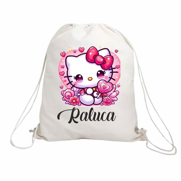 Rucsac personalizat cu nume, Gradinita, Hello Kitty, 43×34 cm, RGR053