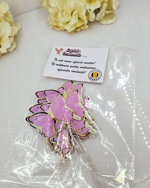Fluturi decorativi / Toppere tort fluturi roz si auriu