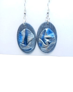 Blue folded, Cercei din lut polimeric