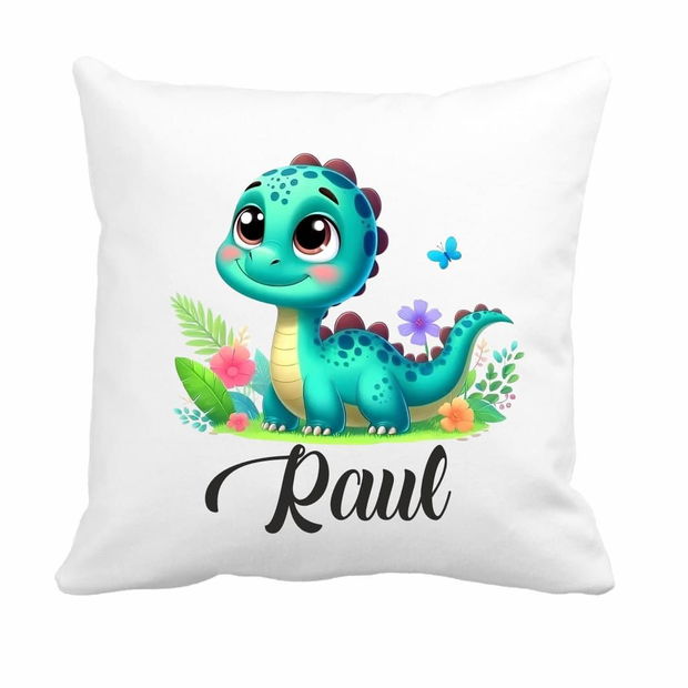 Perna personalizata cu nume, Gradinita, Dinozaur, 40×40 cm, PGR027