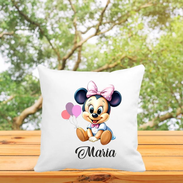 Perna personalizata cu nume, Gradinita, Minnie Mouse, 40×40 cm, PGR028