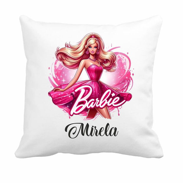 Perna personalizata cu nume, Gradinita, Barbie, 40×40 cm, PGR032