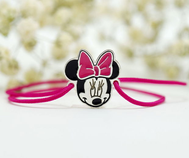 Bratara reglabila  Minnie / Fundita colorata / Argint 925