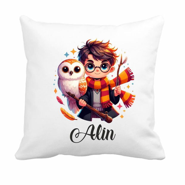 Perna personalizata cu nume, Gradinita, Harry Potter, 40×40 cm, PGR045