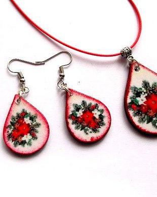 set bijuterii lemn de craciun 47439