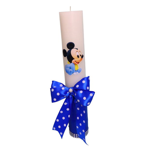 Lumanare Botez, Baby Mickey Mouse, Albastru, 35 cm, LMB028