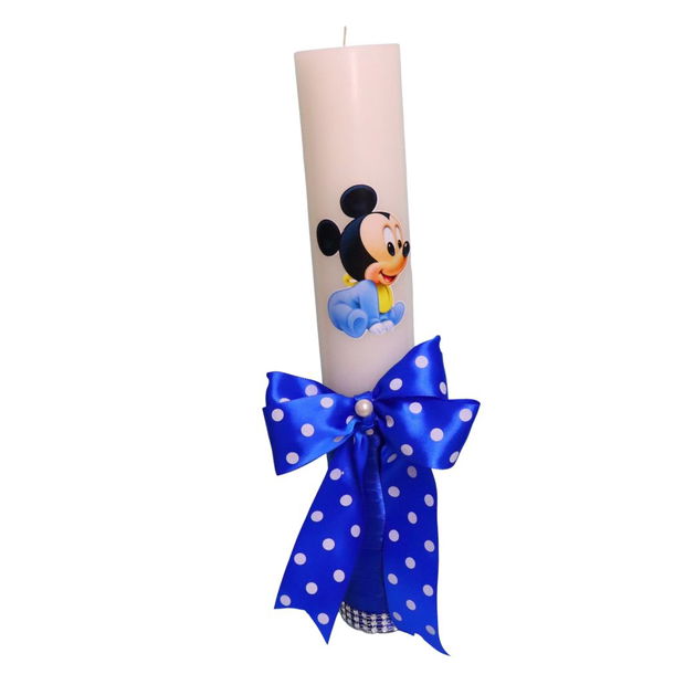 Lumanare Botez, Baby Mickey Mouse, Albastru, 35 cm, LMB028