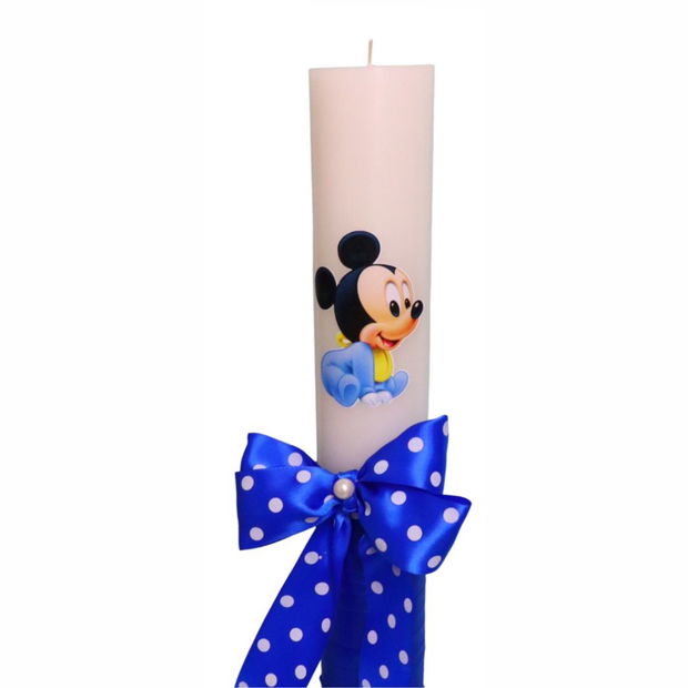 Lumanare Botez, Baby Mickey Mouse, Albastru, 35 cm, LMB028