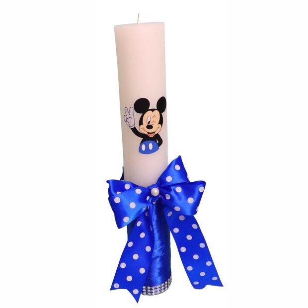 Lumanare Botez, Mickey Mouse, Albastru, 35 cm, LMB029