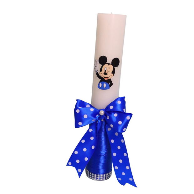 Lumanare Botez, Mickey Mouse, Albastru, 35 cm, LMB029