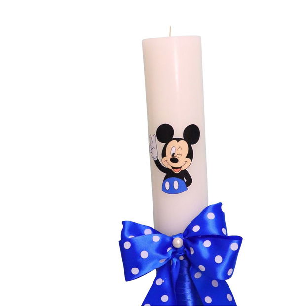 Lumanare Botez, Mickey Mouse, Albastru, 35 cm, LMB029