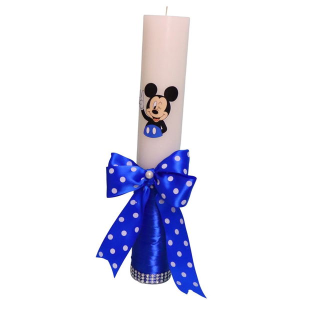 Lumanare Botez, Mickey Mouse, Albastru, 35 cm, LMB029