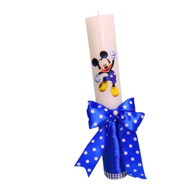 Lumanare Botez, Mickey Mouse, Albastru, 35 cm, LMB030