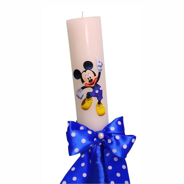 Lumanare Botez, Mickey Mouse, Albastru, 35 cm, LMB030