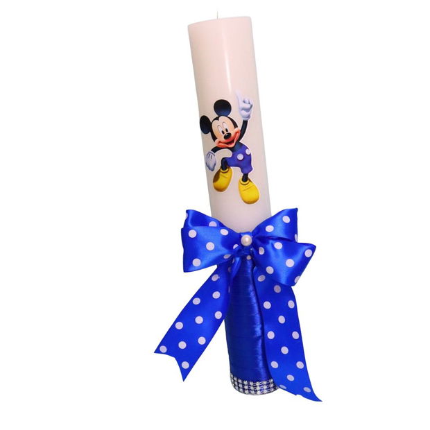 Lumanare Botez, Mickey Mouse, Albastru, 35 cm, LMB030