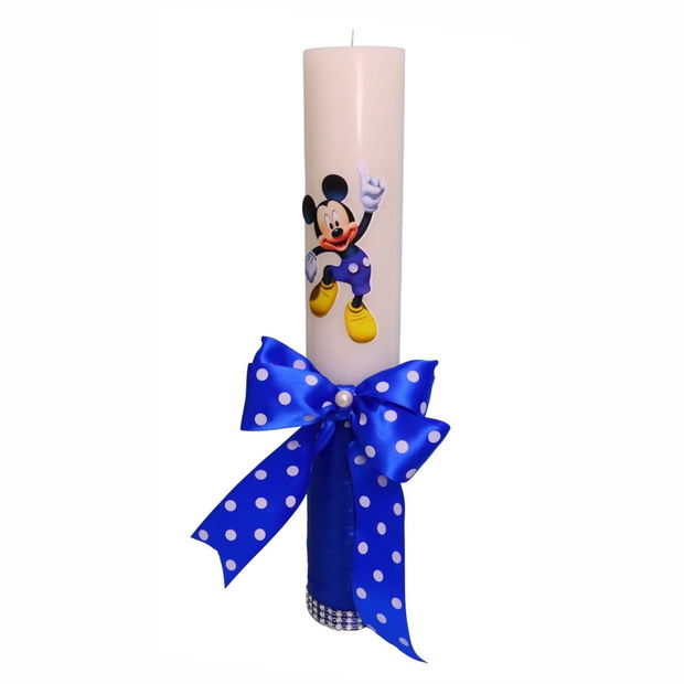 Lumanare Botez, Mickey Mouse, Albastru, 35 cm, LMB030