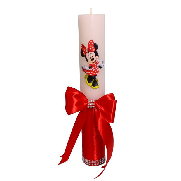 Lumanare Botez, Minnie Mouse, Rosu, 35 cm, LMB035