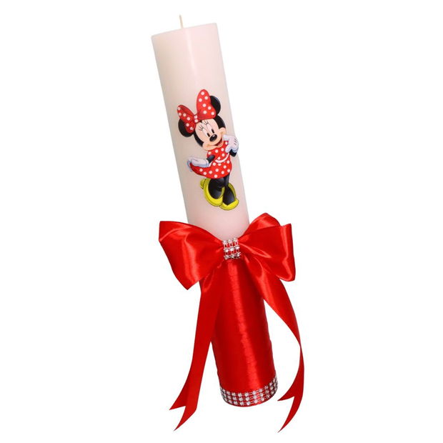 Lumanare Botez, Minnie Mouse, Rosu, 35 cm, LMB035