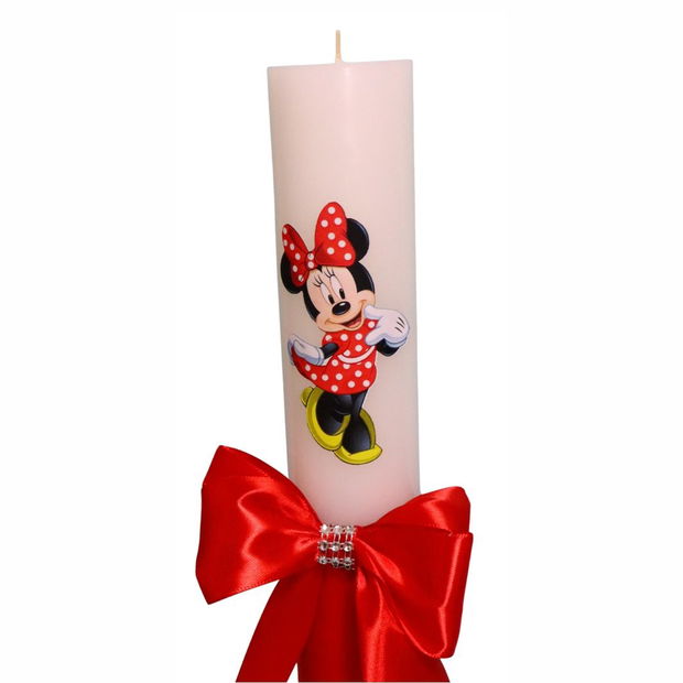 Lumanare Botez, Minnie Mouse, Rosu, 35 cm, LMB035