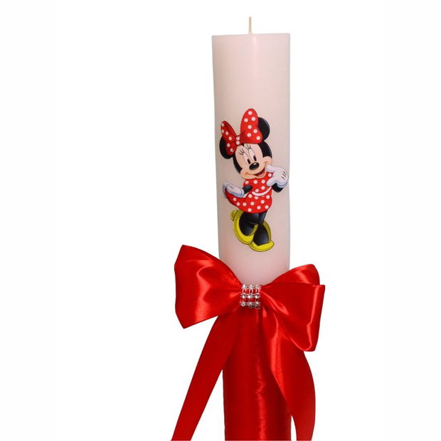 Lumanare Botez, Minnie Mouse, Rosu, 35 cm, LMB035