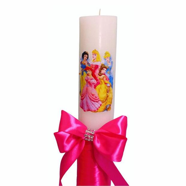 Lumanare Botez, Printesele Disney, Roz, 35 cm, LMB040