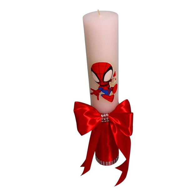 Lumanare Botez, Spider Man, Rosu, 35 cm, LMB044