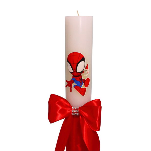 Lumanare Botez, Spider Man, Rosu, 35 cm, LMB044