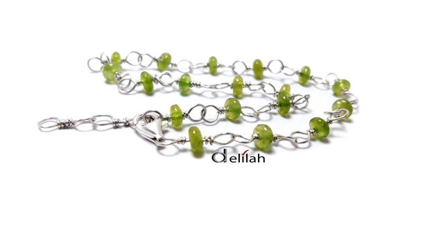 Bratara din argint si rondele peridot