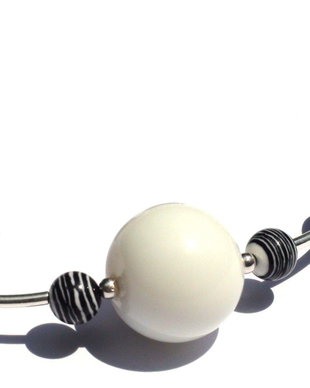 Colier din Argint 925, Compozit alb-negru si Agata alba - CO111