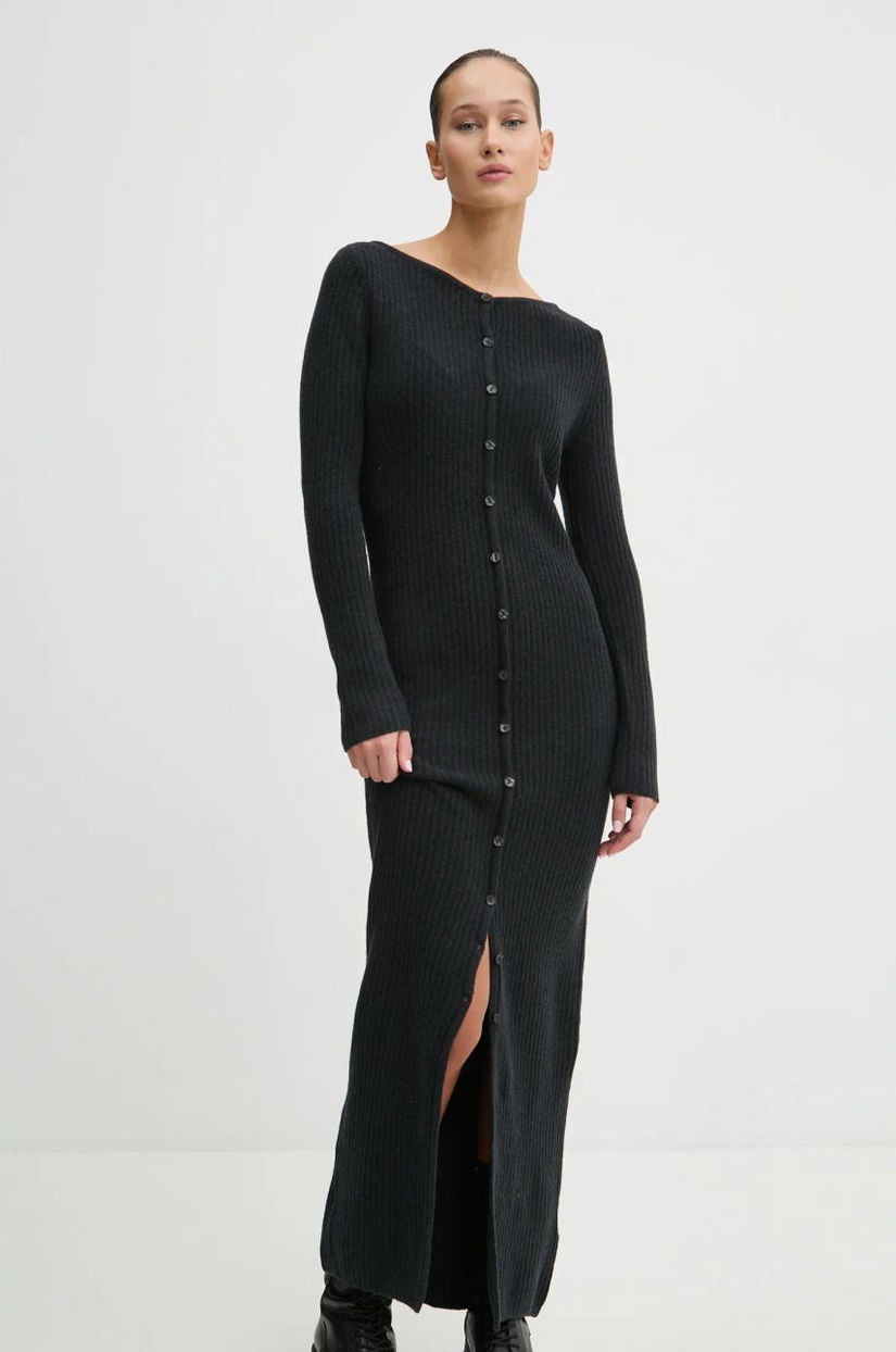 Abercrombie & Fitch rochie din lână culoarea negru, maxi, drept, KI159-5063