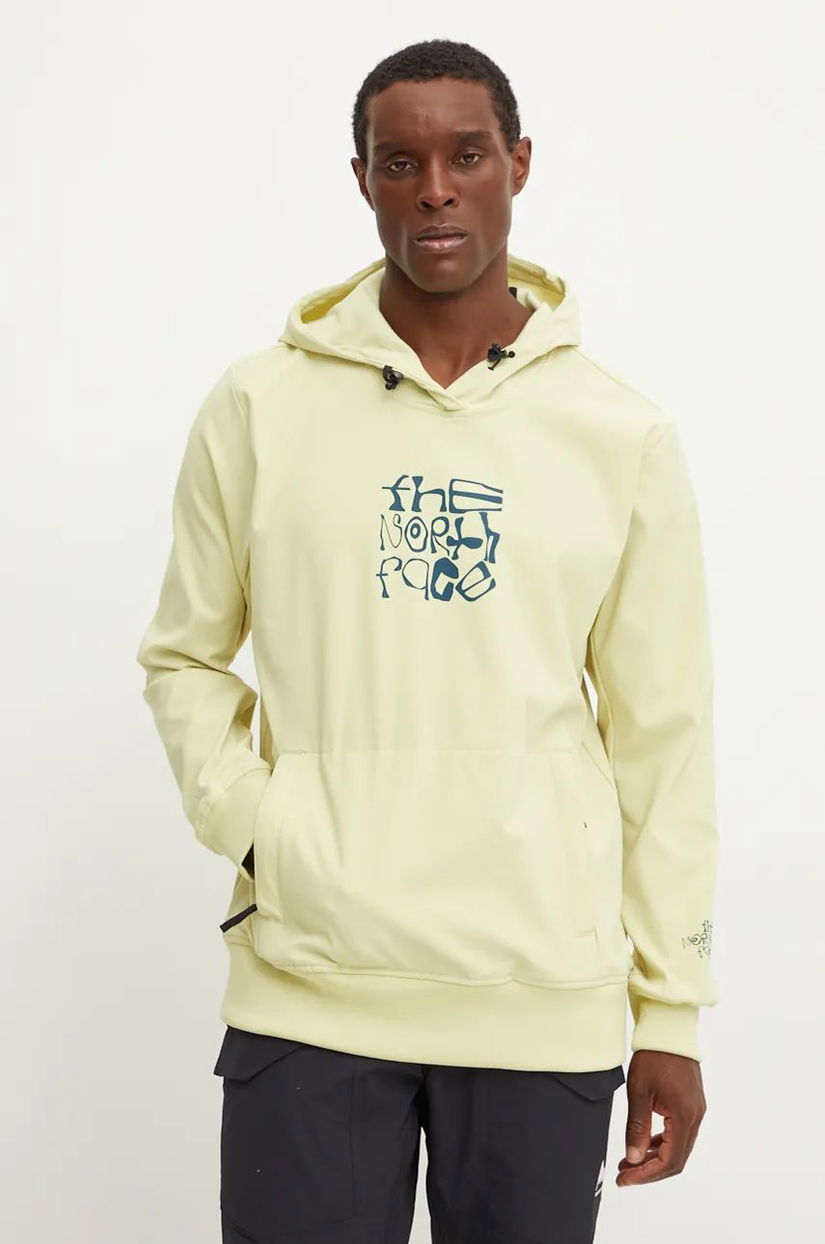 The North Face hanorac Tekno Logo Hoodie culoarea verde, cu glugă, cu imprimeu, NF0A82V61OD1