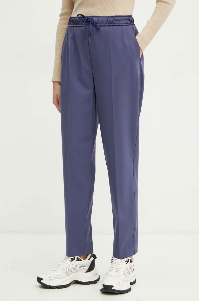 Marella pantaloni femei, culoarea violet, fason chinos, high waist, 2423136045200