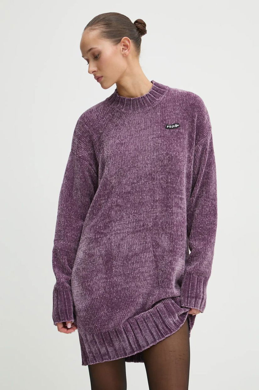 Volcom rochie culoarea violet, mini, oversize, B1332315