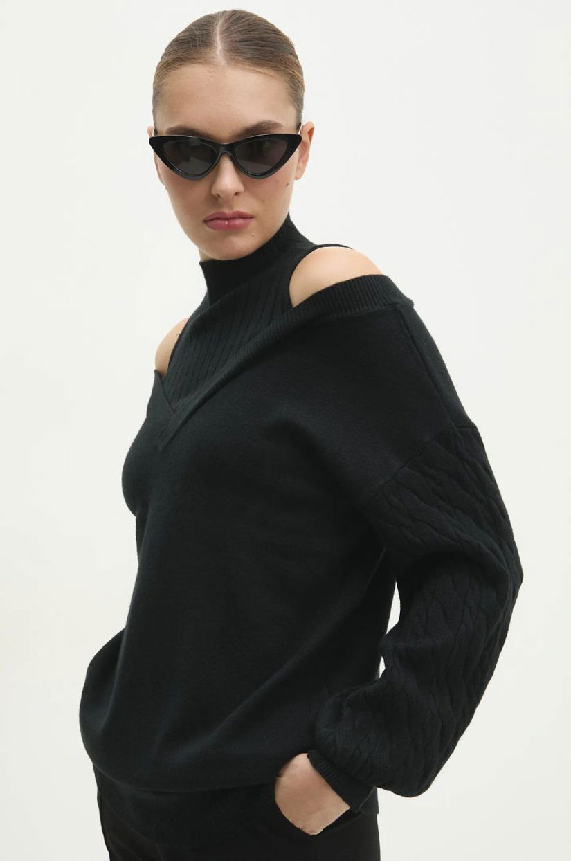 Answear Lab pulover femei, culoarea negru, cu turtleneck