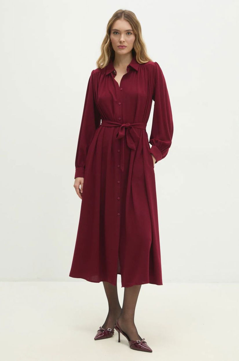 Answear Lab rochie culoarea bordo, midi, evazati