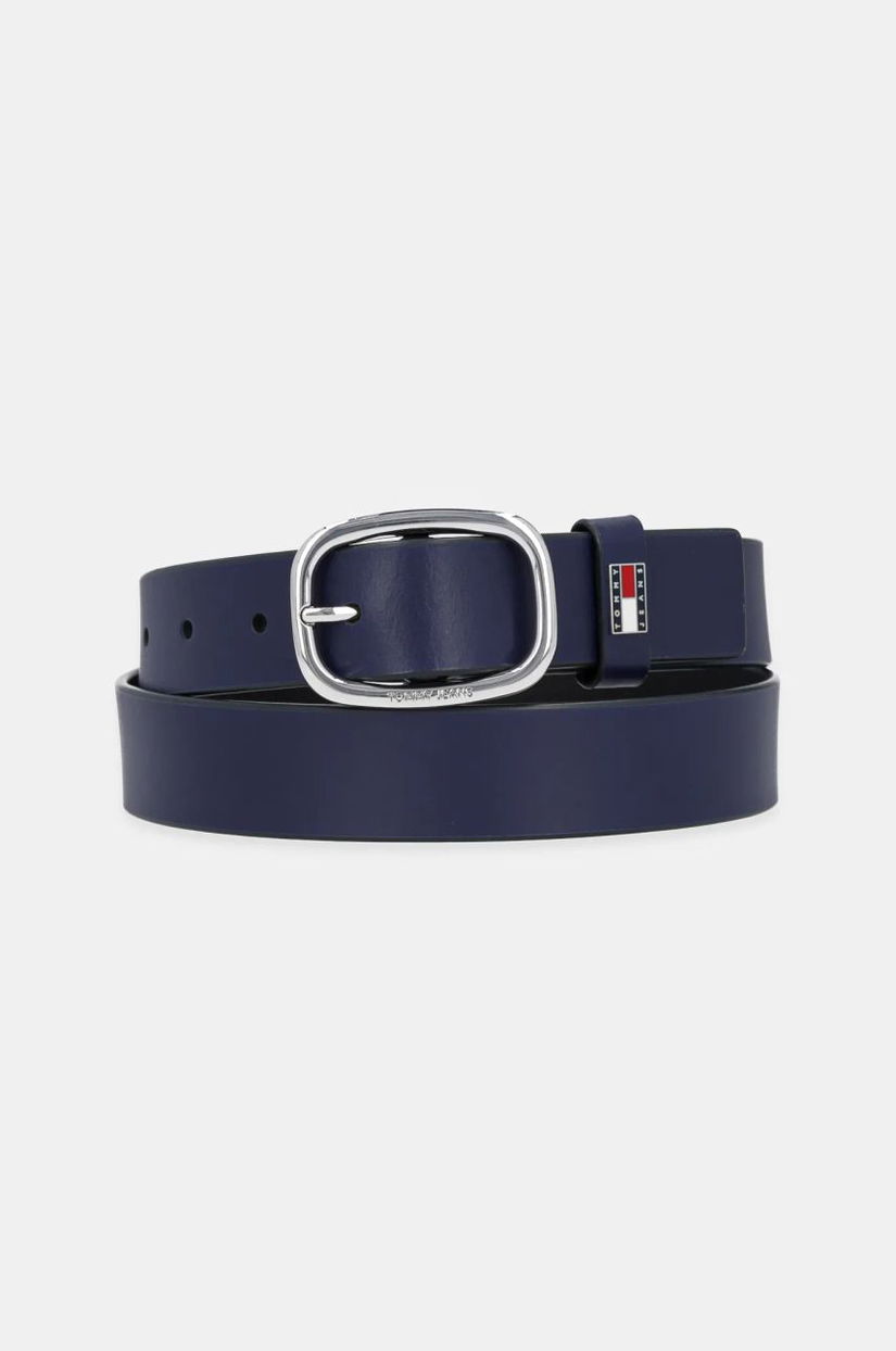 Tommy Jeans curea de piele femei, culoarea bleumarin, AW0AW15836